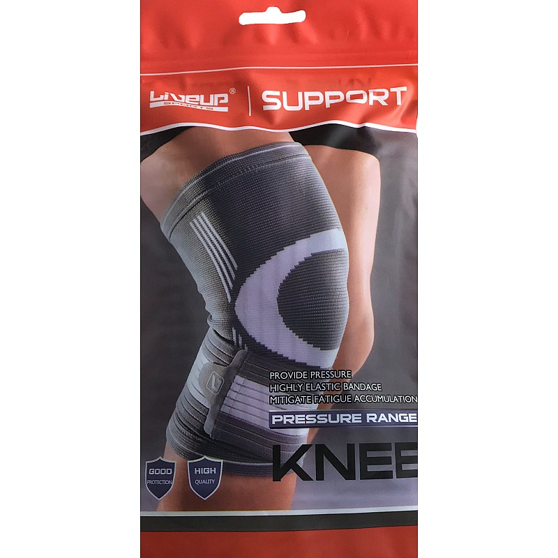 Фіксатор коліна LiveUP KNEE SUPPORT сірий / білий M фото товару