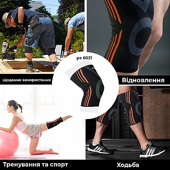 Наколенники спортивные Power System Knee Support Evo PS-6021 Black/Orange M - фото 2
