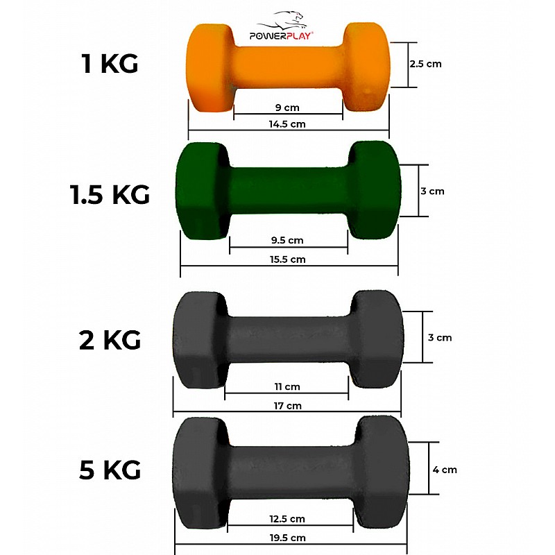 Гантель PowerPlay 4125 виниловая 1 кг